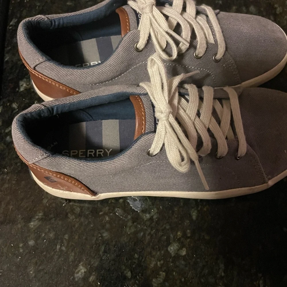 Sperry Gray and White Sneakers Classic Low-Top Design